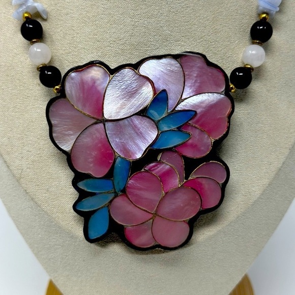 Lee Sands Pink Plumeria Floral Necklace - Picture 7 of 12